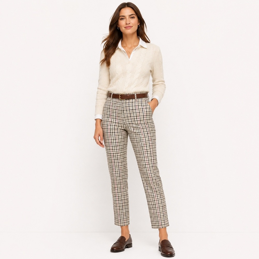 Talbots Chatham Ankle Pants Size 6 Plaid Slim Preppy Career Stretch Trousers